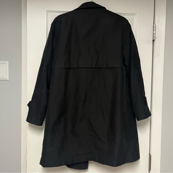 London Fog Hidden Button Black Trench Coat Removable Liner - Picture 3 of 7